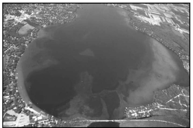 The underwater Delta formation, possibly a harbor facility for Atlantean ore ships, in Wisconsin's Rock Lake is clearly visible from 3,000feet.