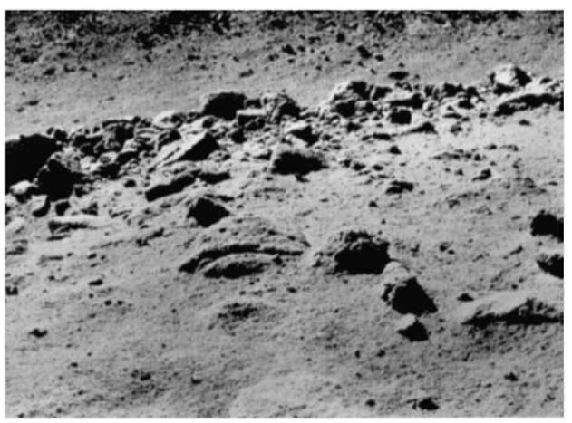 Fragment of Lunokhod 2 panorama showing rocky surface of the western edge of Fossa Recta trough and its opposite slope.