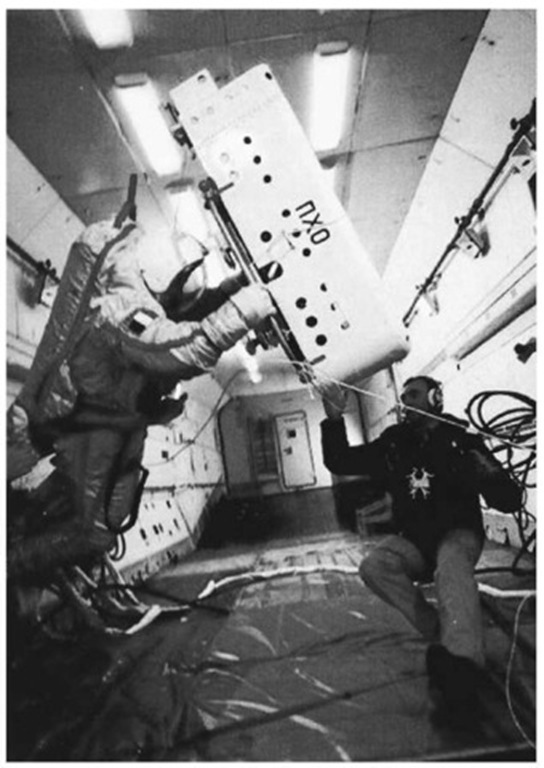 Cosmonaut training under conditions of simulated weightlessness in an aircraft. This figure is available in full color at http://www.mrw.interscience.wiley.com/esst.