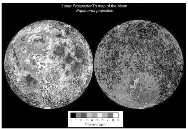 Maps of the epithermal neutron flux near the South Pole of the Moon from the Lunar Prospector. Low epithermal flux indicates the presence of hydrogen. This map shows that the highest hydrogen concentrations are associated with areas of permanent darkness near the South Pole. In conjunction with positive radar evidence from Clementine, this indicates that water ice exists near the South Pole of the Moon. This figure is available in full color at http://www.mrw.interscience.wiley.com/esst.