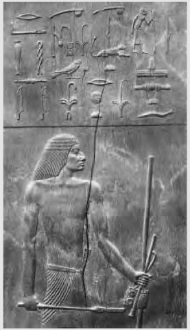 The canon of the human figure, the artistic standard introduced in the Old Kingdom Period and demonstrated in this mortuary relief of the official Hesire. (Hulton Archive.)