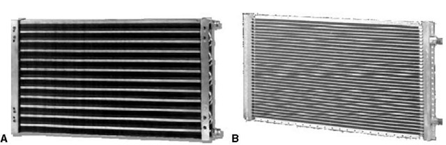  (A) Tube and fin condenser and (B) parallel flow condenser. 