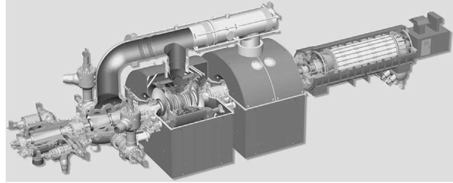 Arrangement of 4 cylinder up to 1200 MW, 300 bar, 600°C, reheat steam turbine. 