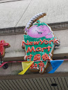 New York Mart Fruity Mascot Building Detail
