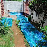  &ndash; panels of uniform material drying on the ground...Nazareth House Media Photos, July 2008