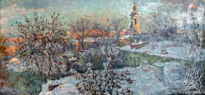 Борисов Валентин Иванович Родные крыши, холст, масло, 54х111 см., 1993 г.