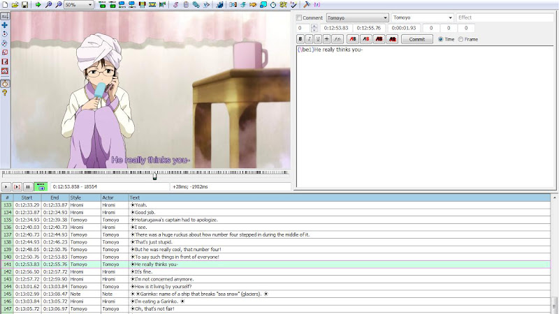 True Tears Episode 11 in Aegisub True Tears Episode 11 in Aegisub