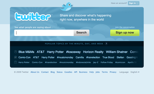 new twitter front page