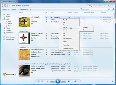 Windows 7 Media Player 12 Screenshoots