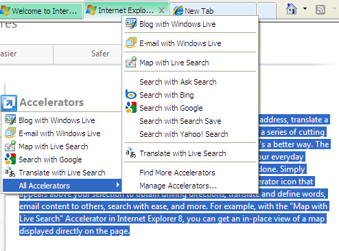 Windows Live Accelators