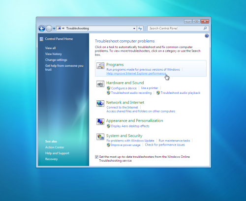 Troubleshooting and Alerts in Windows 7
