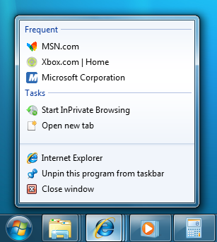 Windows 7 Jumplists Windows 7 Jumplists