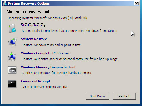 Windows 7 System Recovery Tools