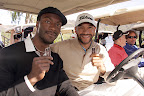 L-r: Aldis Hodge (TNT's "Leverage"), Stephen Bishop ("The Rundown") show their tags at the 2009 Scott Medlock Celebrity Golf Invitational & private rock concert with Robby Krieger (The Doors). Photo credit: Carla Van Wagoner/Captured Images carlavanwagoner@capturedimagesphotography.net