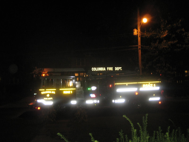 The fire truck in front of our house at 10pm on a Sunday night.