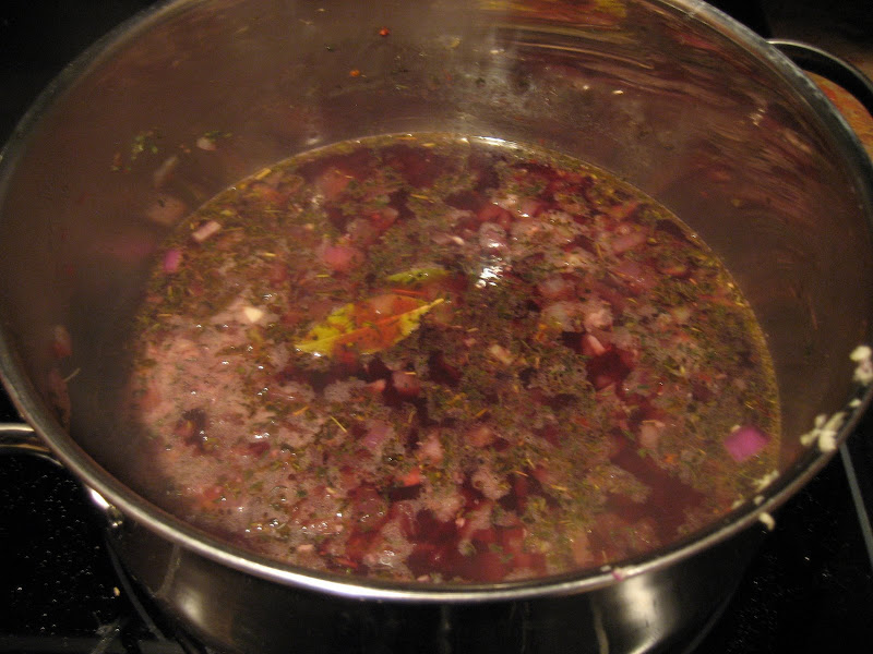 Adding the wine