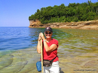 Laurie in Lake Superior during our first year of travel.