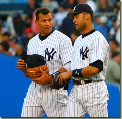 Alex Rodriguez (dir) e Derek Jeter (esq): ídolos dos Yankees.