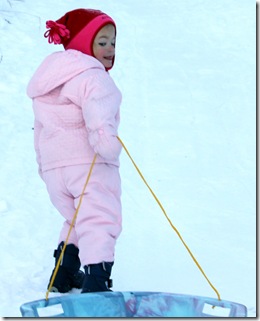 Abigail drags her sled 4