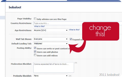 2 17 11 facebook landing page settings