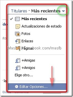 Editar Opciones del Inicio de Noticias Facebook Editar Opciones del Inicio de Noticias Facebook