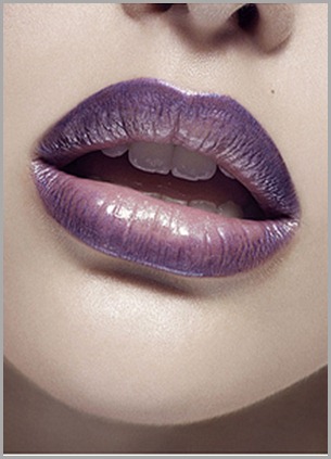 ELLE magazine beauty purple rose & purple lips images.