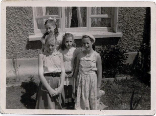Going to church. Maureen, me (both standing) with Jean and our Irish cousin Marie.