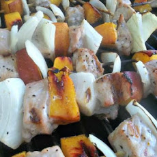 Maple Pork and Peach Skewers