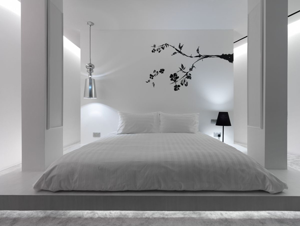 modern white interior bedroom hotel design