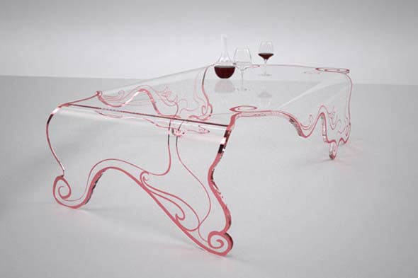 minimalist transparent glass coffee table design