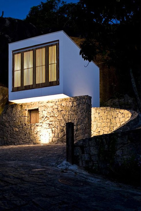 modern minimalist stoned box house architecture