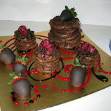 Little tower cakes. Also for Serena's Birthday. Kate did the plate again. I did the cakes. They were falling over.