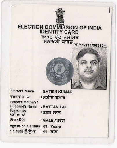 Voter I Card: Voter ID Card: Front : Voter .