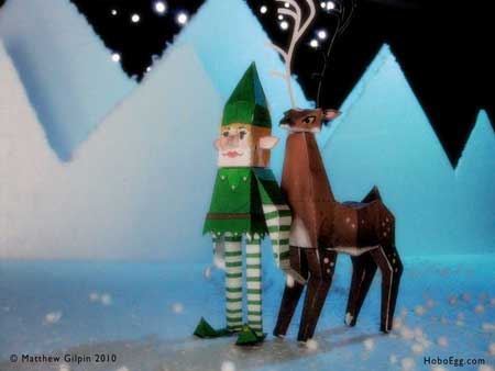 Christmas Elf and Reindeer Papercraft