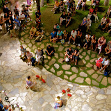 Tourist enjoy a free show