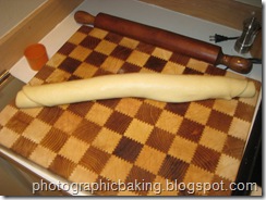 The dough is rolled up
