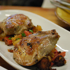 Bbq Quail Over Andouille Pudding