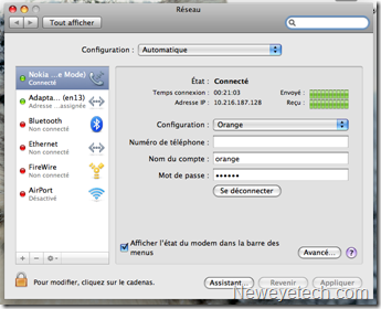 Interface réseau mac os x