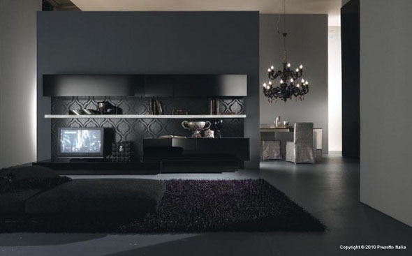 dark modern living room interior design pictures