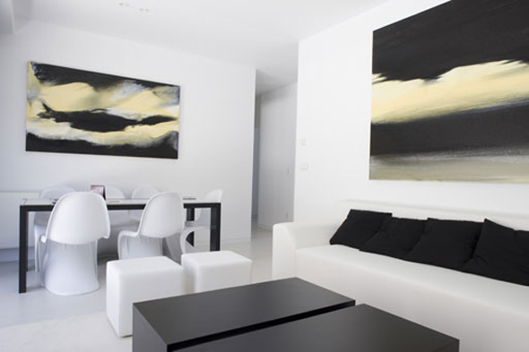 super minimalist white living room design