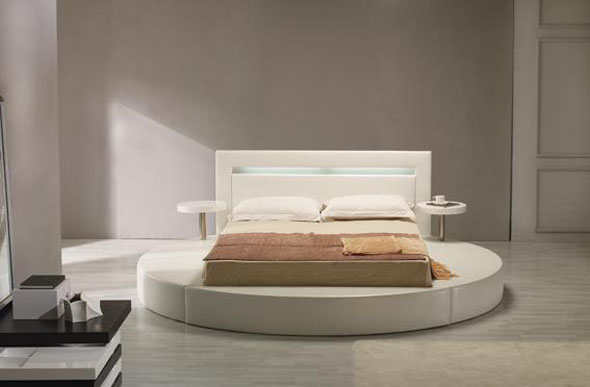 modern bed with leather frame finished