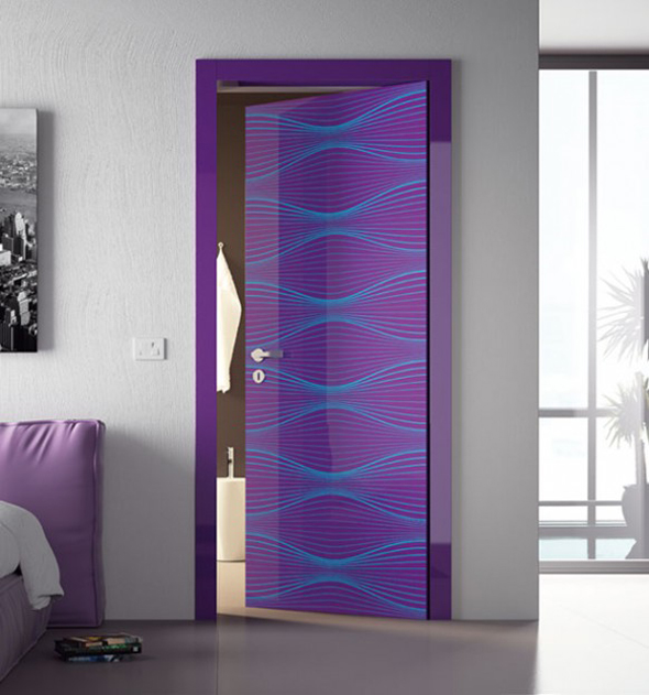 modern purple print door design ideas