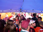 Attendees staying dry at the Miami tailgate