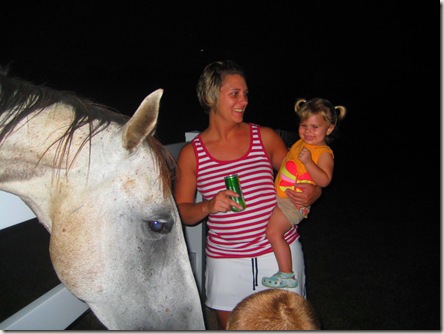 Reagan not too sure about being so close to a horse