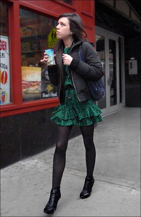 w green and black polka dot dress