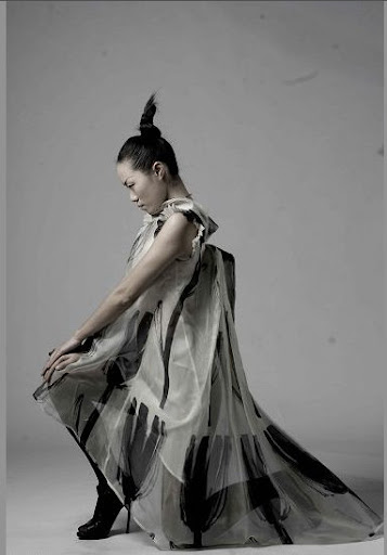 Designer dress : vivid floral paper print from