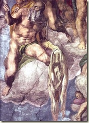 São Bartolomeu, mártir, queimado vivo. detalhe de o Juízo Final São Bartolomeu, mártir, queimado vivo. detalhe de o Juízo Final