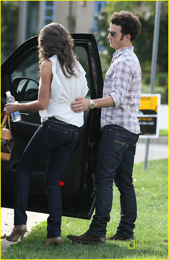 Kevin Jonas acts like the perfect gentleman, opening the car door for his new wife Danielle in Toluca Lake, as they leave his parents home
Los Angeles, California - 21.03.10
Mandatory credit: WENN.com