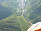 looking west over the tailings pond and town