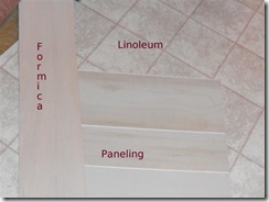 Samples of Formica,lino,paneling. Samples of Formica,lino,paneling.